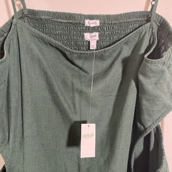 Aerie Women's Mini Sundress Cut Out Linen Blend Smocked Square Neck Size XL NWT - Picture 9 of 9